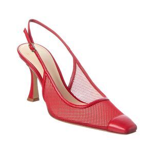Alexandre Birman Olivia 85 Mesh & Leather Slingback Pump